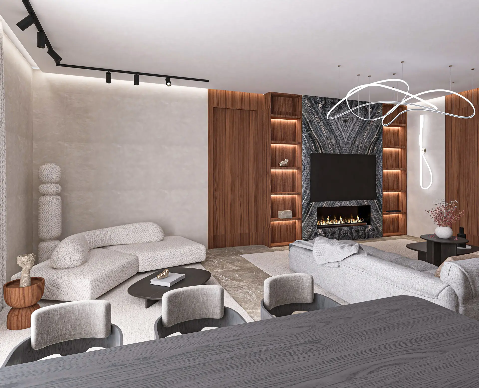 Living room with custom sofa