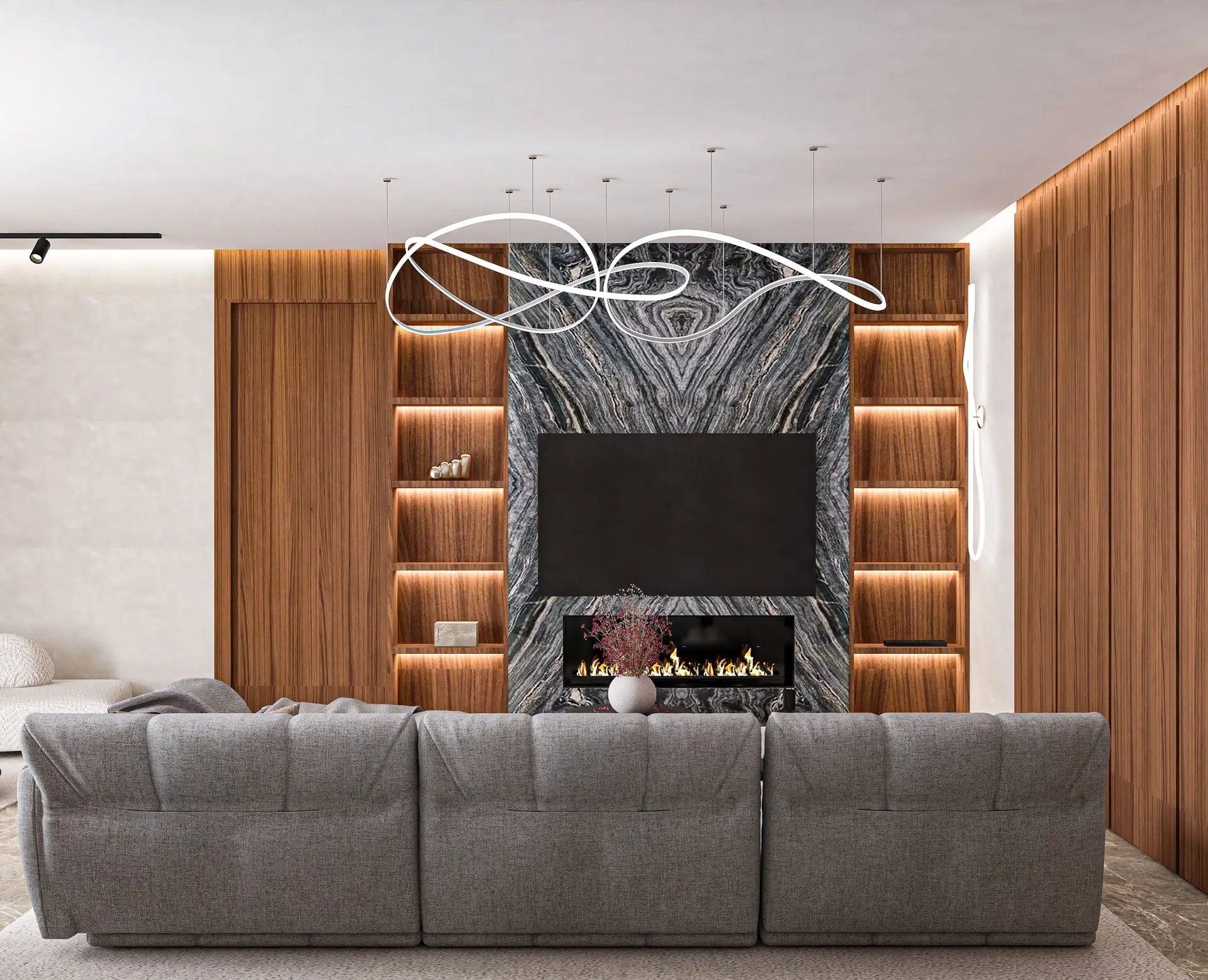 Contemporary Canadian architecture in winter landscape