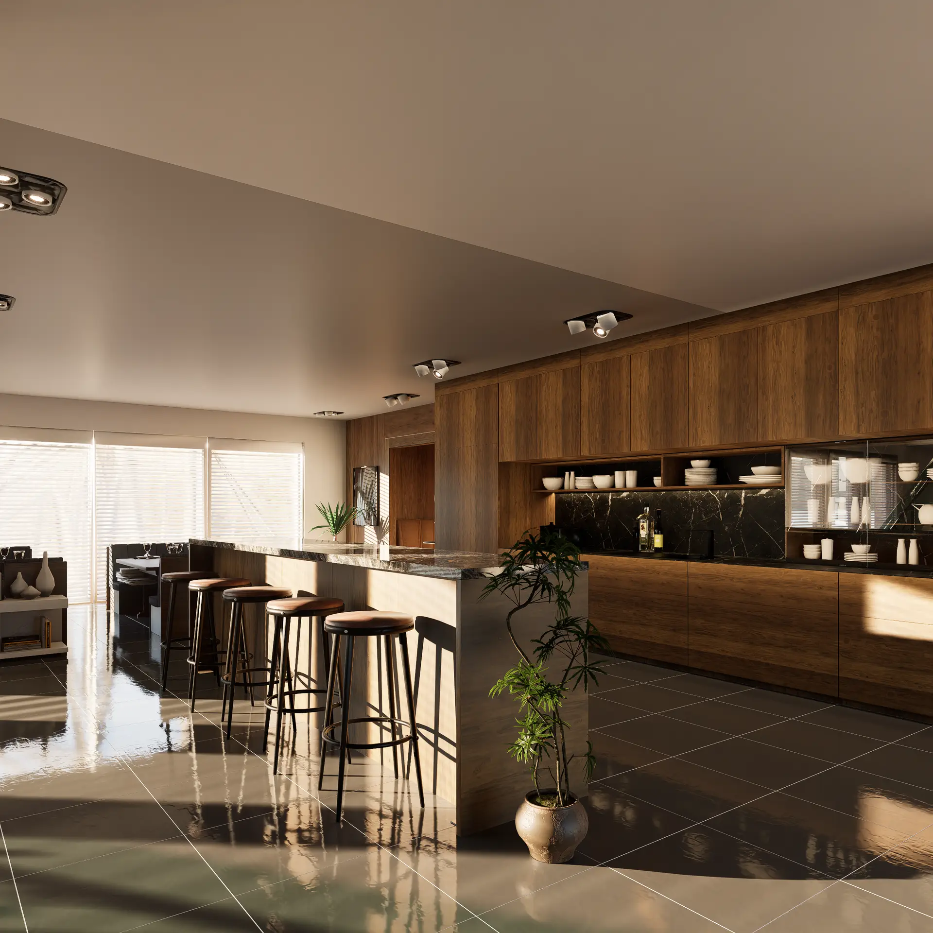 Modern renovated kitchen space