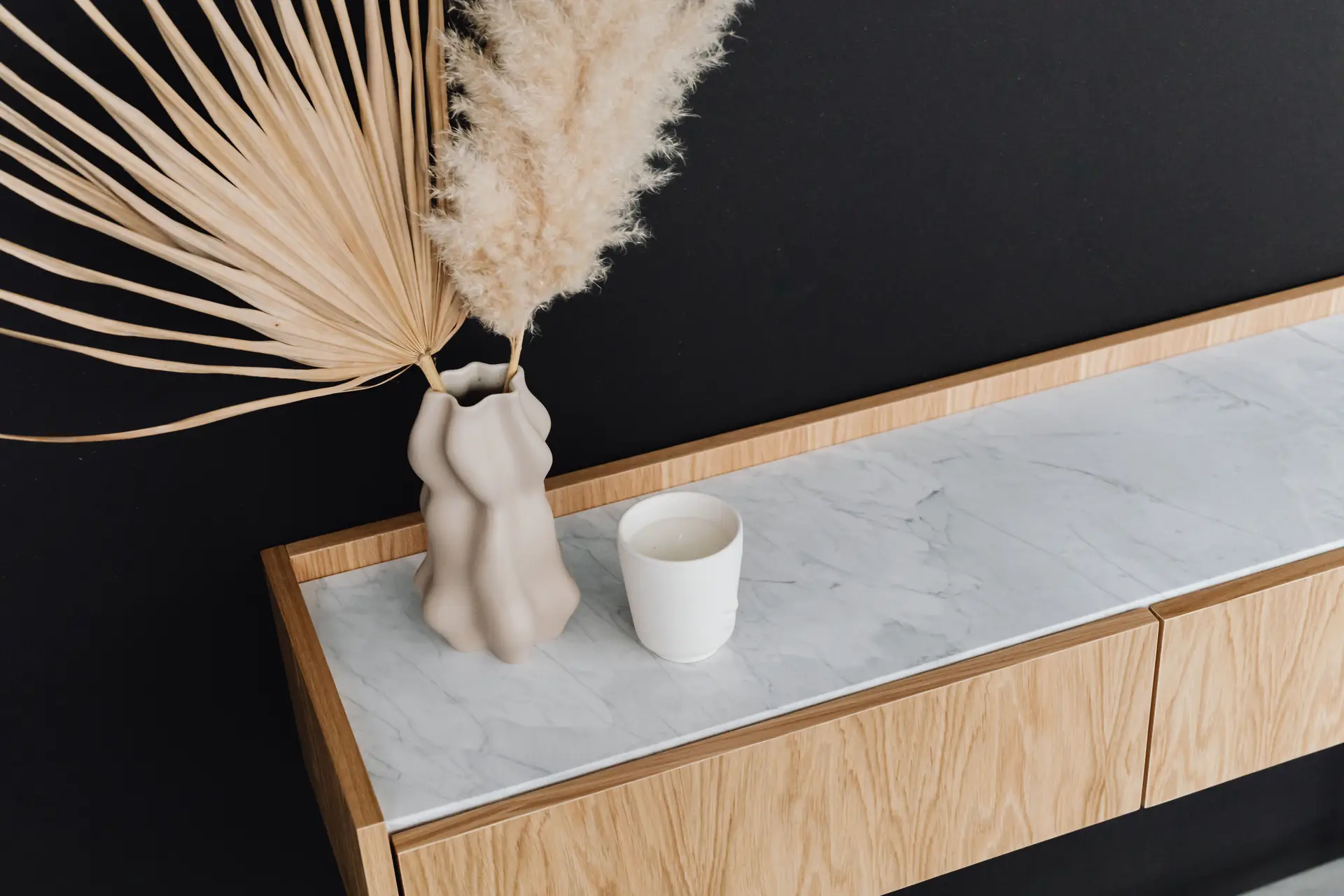 Marble and pampas grass